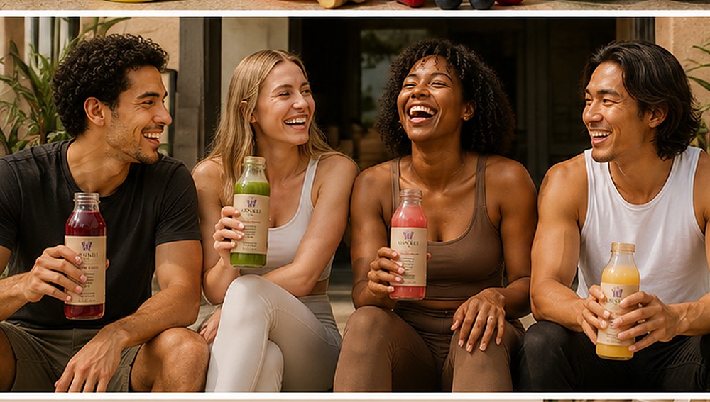 Friends of every background sharing SONKEI CO. juices