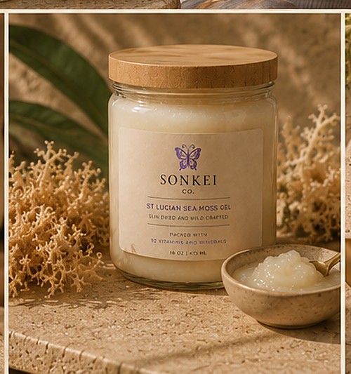 SONKEI CO. Sea Moss Gel jar detail